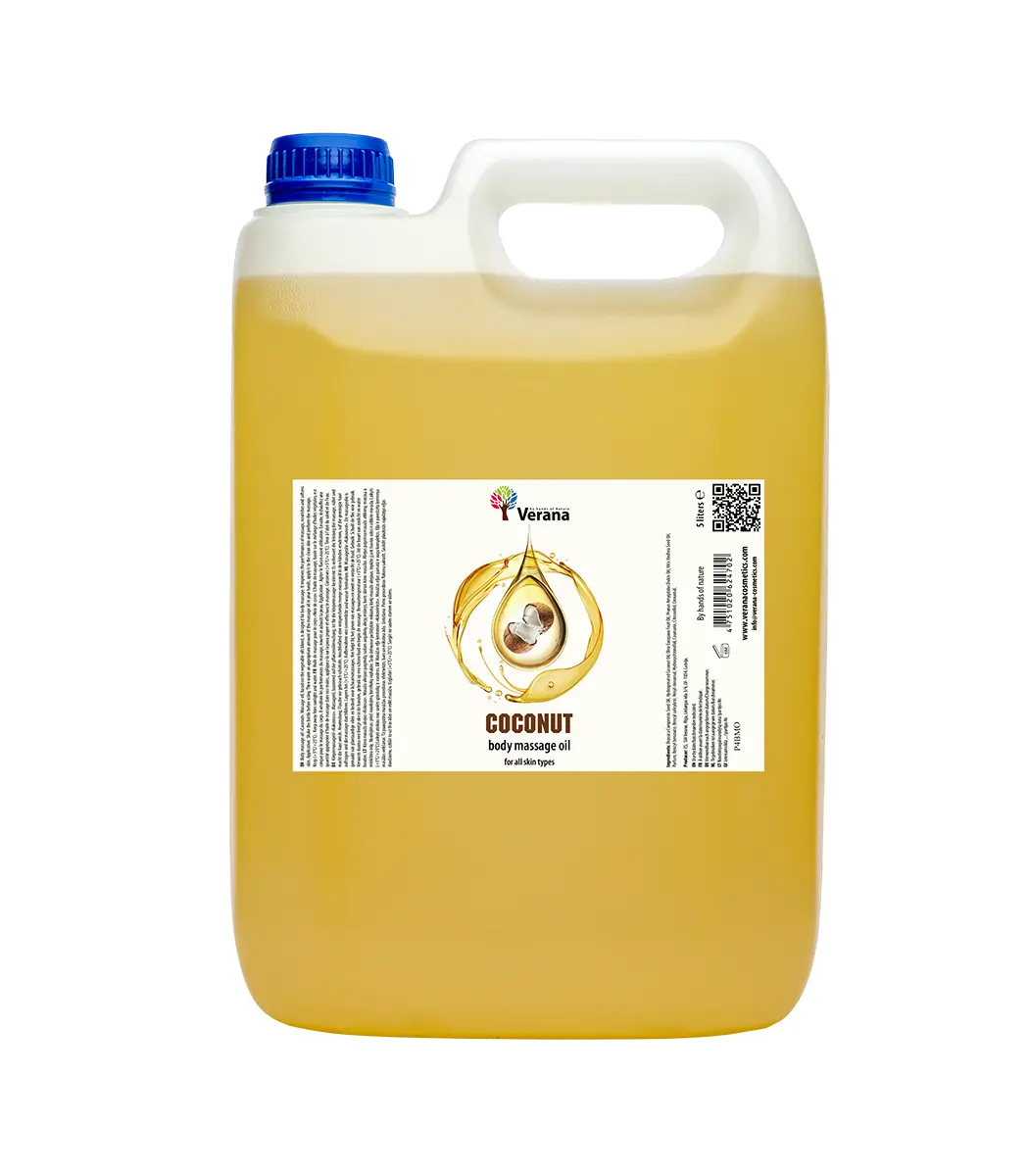 Bidon de 5 litres d’huile de massage Noix de coco, format pour cabine très fréquentée