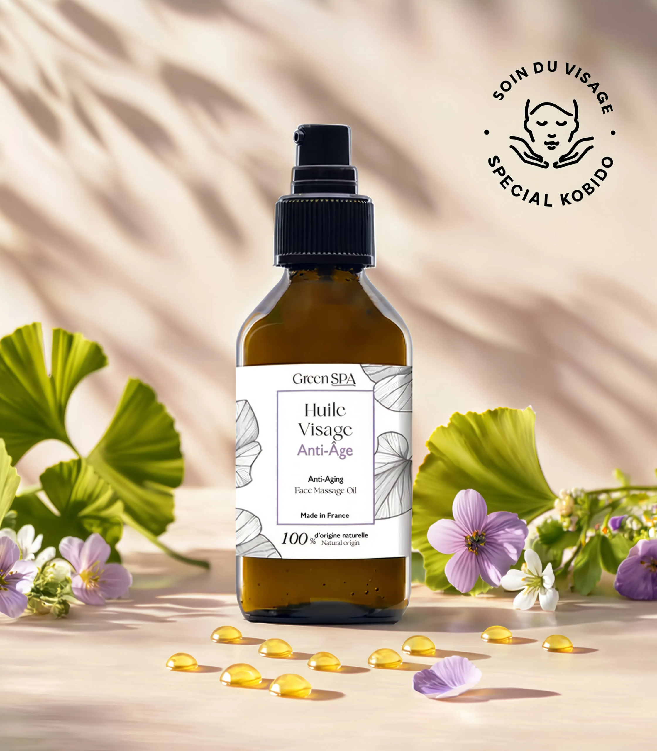 Logo Kobido noir en filigrane Huile visage anti-âge Kobido -100 ml – Image 1
