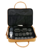 Sac chauffant ouvert avec 18 pierres de massage basalte